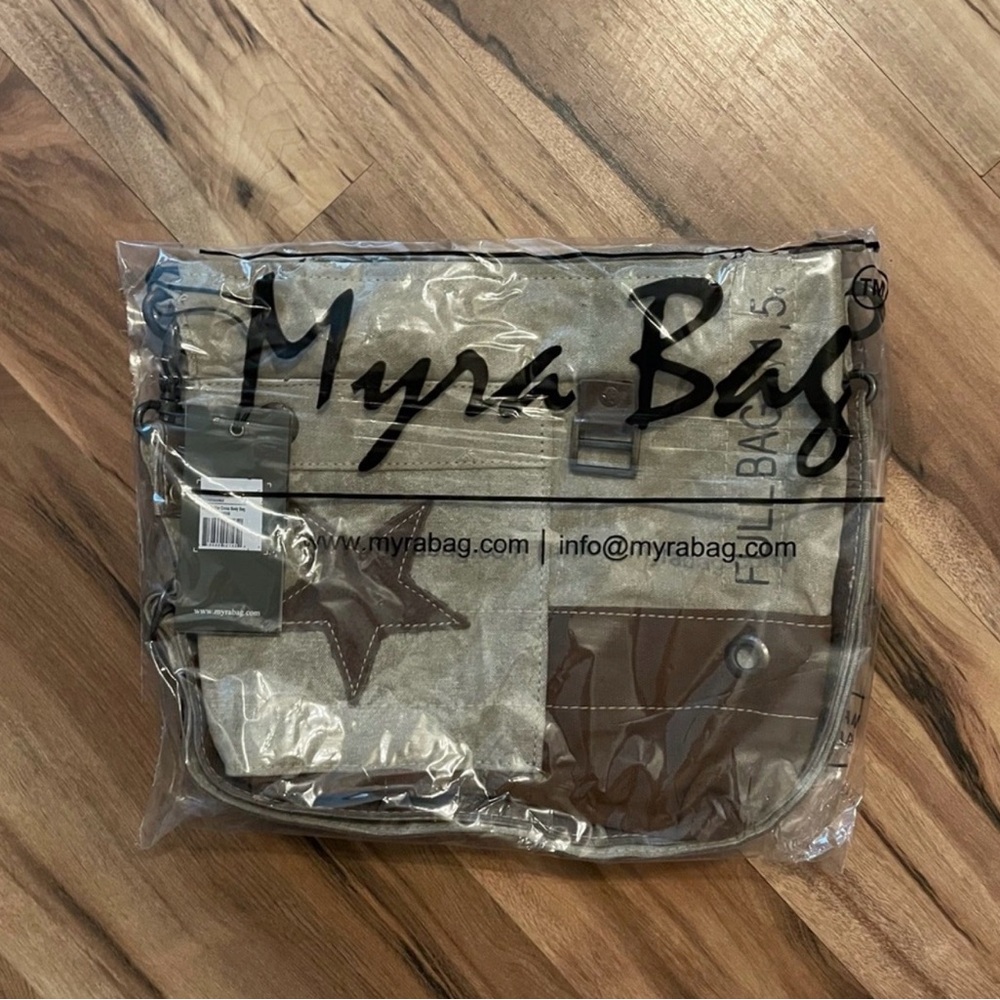 Myra Bag Leather Star Tan and Brown Crossbody Canvas and Leather New With Tags - Picture 8 of 11